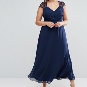 ASOS Kate Lace Cap Sleeve Gown Navy